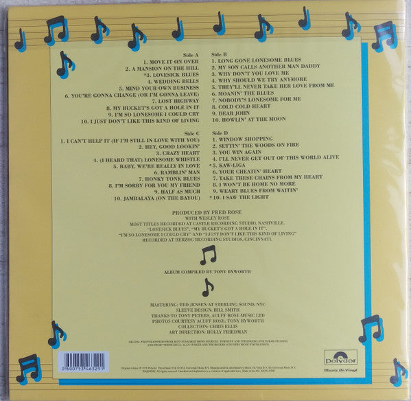 Hank Williams : Hank Williams - 40 Greatest Hits (2xLP, Comp, RE, RM, Gat)