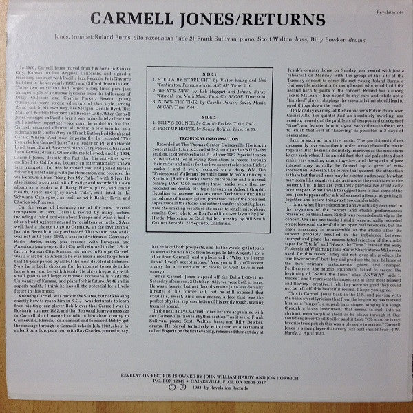 Carmell Jones : Returns (LP, Album)