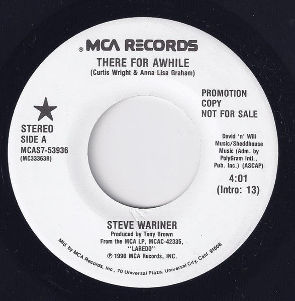 Steve Wariner : There For Awhile (7", Promo)