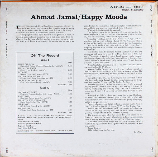 Ahmad Jamal : Happy Moods (LP, Album, Blu)