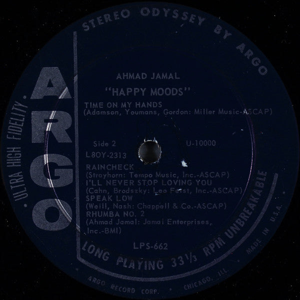 Ahmad Jamal : Happy Moods (LP, Album, Blu)