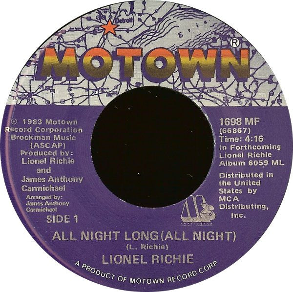 Lionel Richie : All Night Long (All Night) / Wandering Stranger (7", Single)