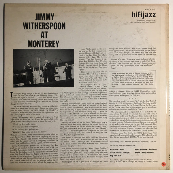 Jimmy Witherspoon : At The Monterey Jazz Festival (LP, Album, Mono)