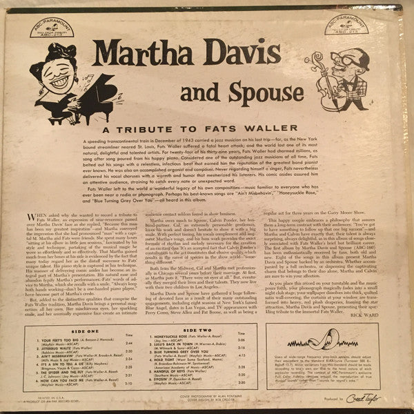 Martha Davis And Spouse : A Tribute To Fats Waller (LP)