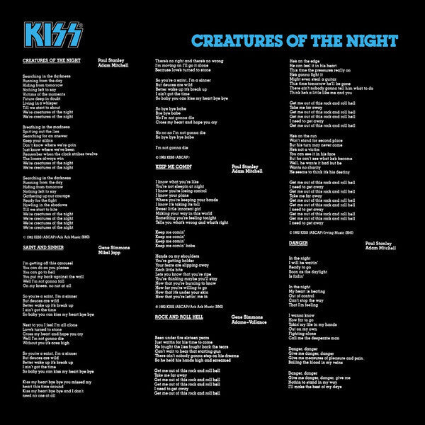 Kiss : Creatures Of The Night (LP, Album, PRC)