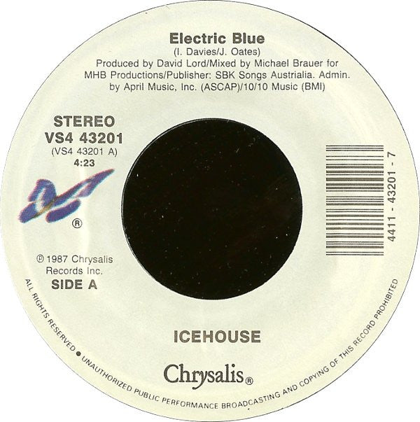 Icehouse : Electric Blue (7", Single, Styrene, Car)