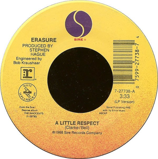 Erasure : A Little Respect (7", Single, Spe)