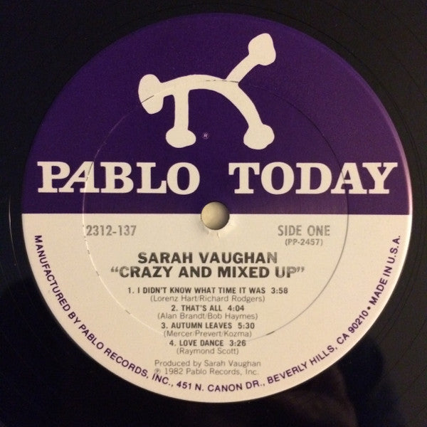 Sarah Vaughan : Crazy And Mixed Up (LP, Album, Club, Car)