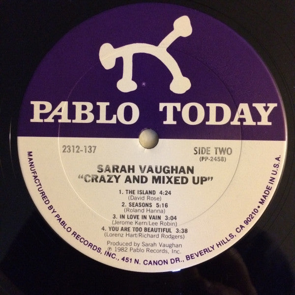 Sarah Vaughan : Crazy And Mixed Up (LP, Album, Club, Car)