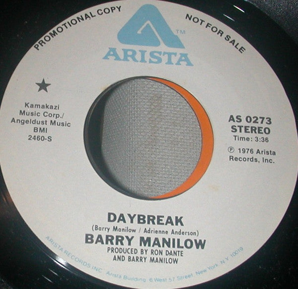 Barry Manilow : Daybreak (7", Single, Promo)