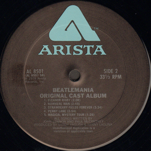 Beatlemania : Beatlemania (Original Cast Album Recorded Live At The Winter Garden Theatre) (2xLP, Album, Club)