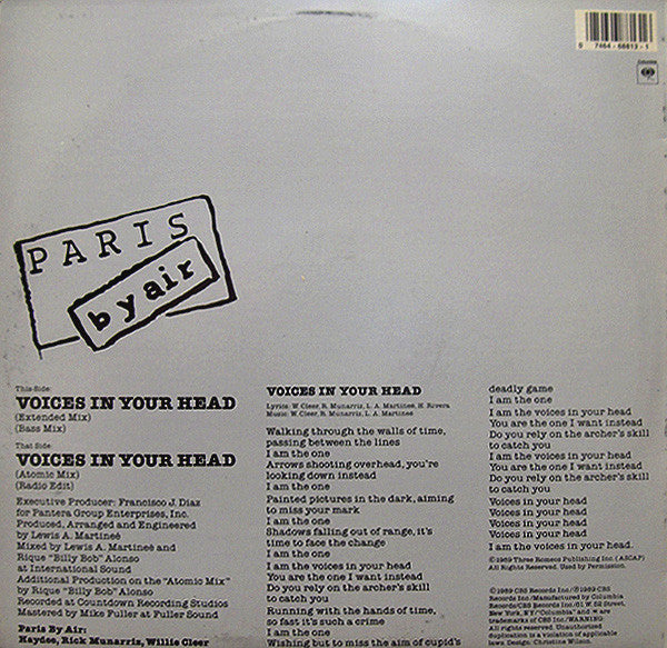 Paris By Air : Voices In Your Head (12")
