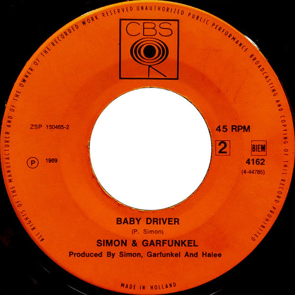 Simon & Garfunkel : The Boxer / Baby Driver (7", Single)