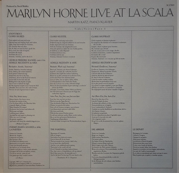 Marilyn Horne : Live At La Scala (LP)