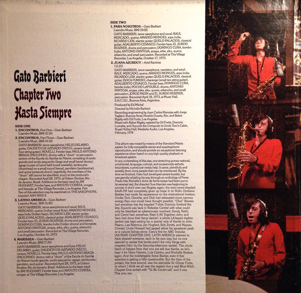 Gato Barbieri : Chapter Two: Hasta Siempre (LP, Album, Quad, Ter)