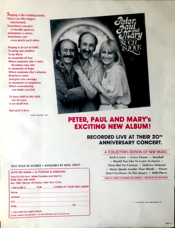 Peter, Paul & Mary : Such Is Love (LP, Album)