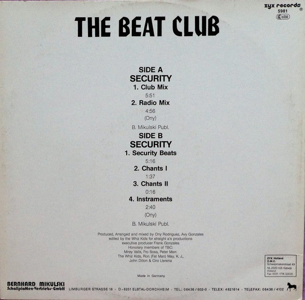 The Beat Club : Security (12", Lig)