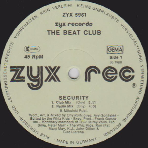 The Beat Club : Security (12", Lig)