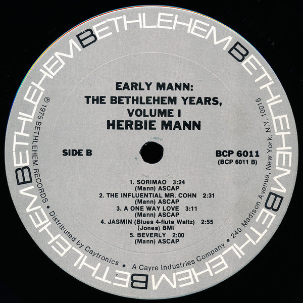 Herbie Mann : Early Mann - The Bethlehem Years, Volume 1 (LP, Comp, RP, Ter)