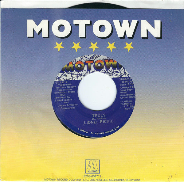 Lionel Richie : Truly (7", Single)