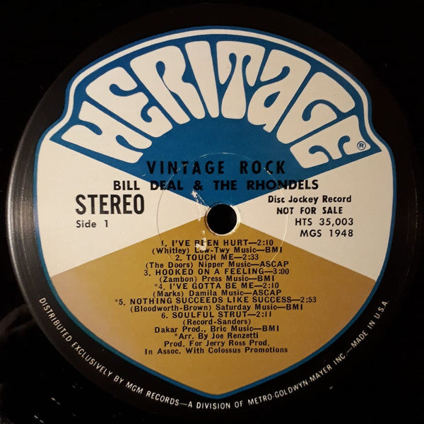 Bill Deal And The Rhondels* : Vintage Rock (LP, Promo)