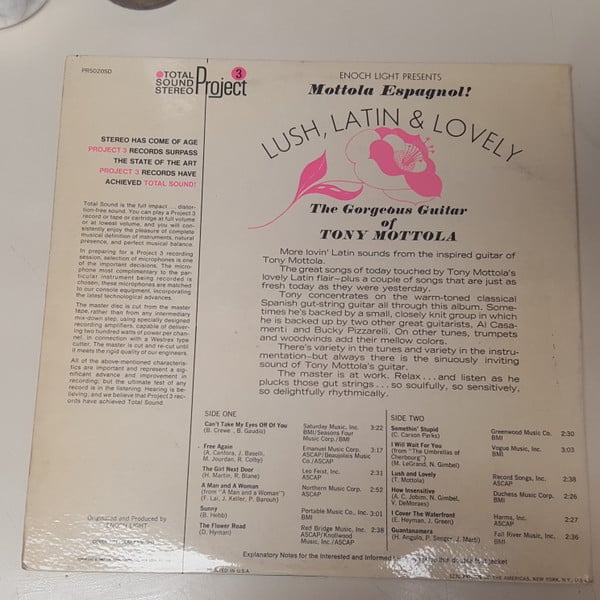 Tony Mottola : Lush, Latin & Lovely (LP, Album)