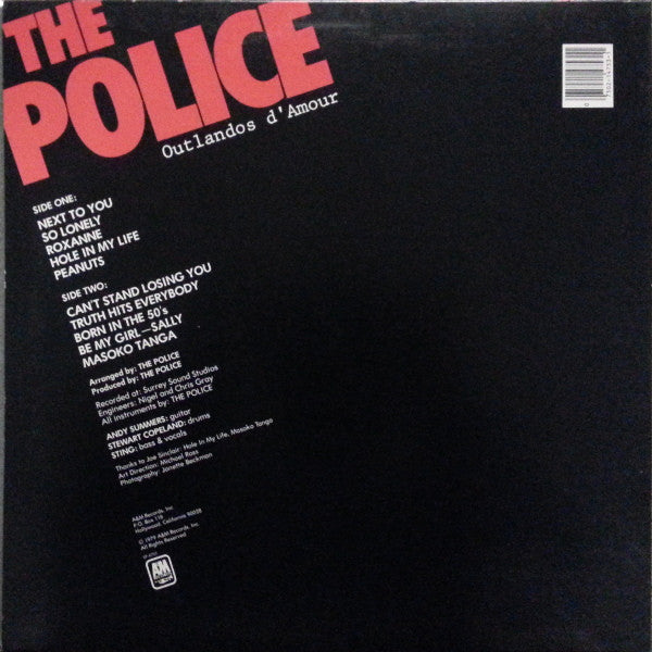 The Police : Outlandos D'Amour (LP, Album, Red)