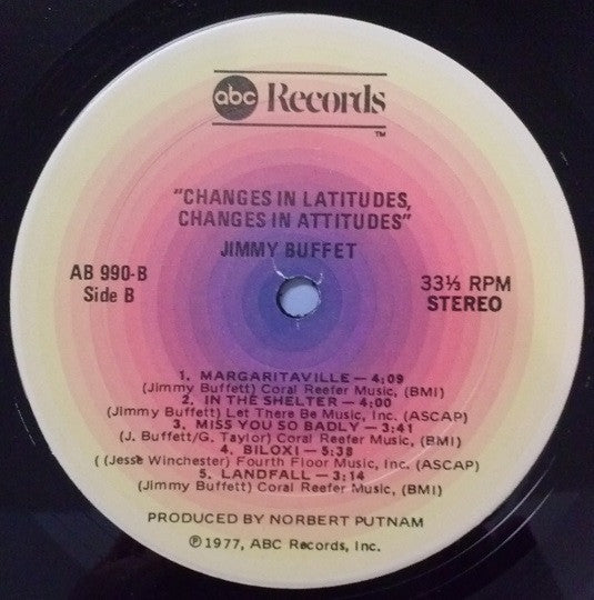 Jimmy Buffett : Changes In Latitudes, Changes In Attitudes (LP, Album, M/Print, Kee)