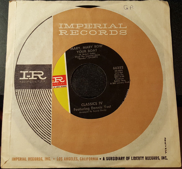 Classics IV* : Traces / Mary, Mary Row Your Boat (7", Single, Sou)