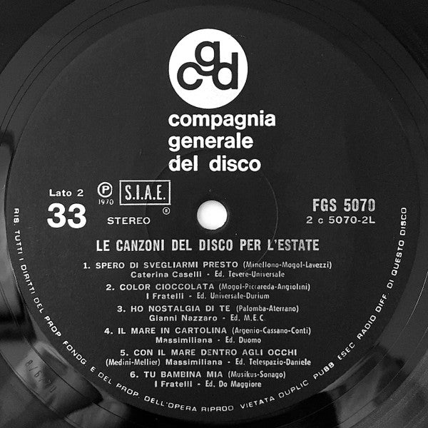 Various : Le Canzoni Del Disco Per L'Estate (LP, Comp)