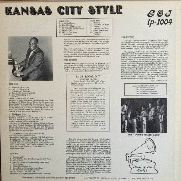 Count Basie : Kansas City Style (LP, Album, Mono, Ltd)