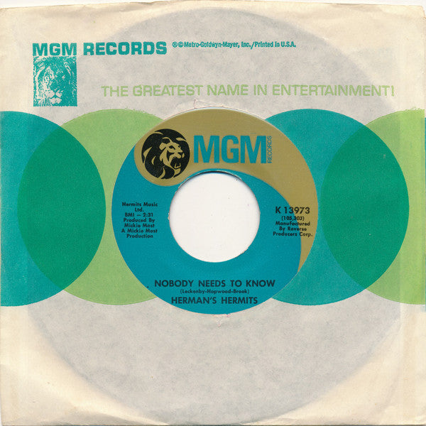 Herman's Hermits : Sunshine Girl / Nobody Needs To Know (7", Single)