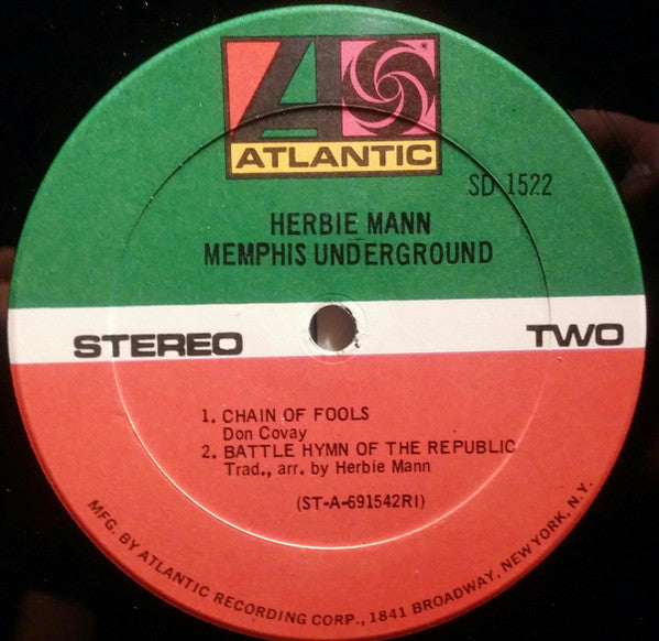 Herbie Mann : Memphis Underground (LP, Album, RI)