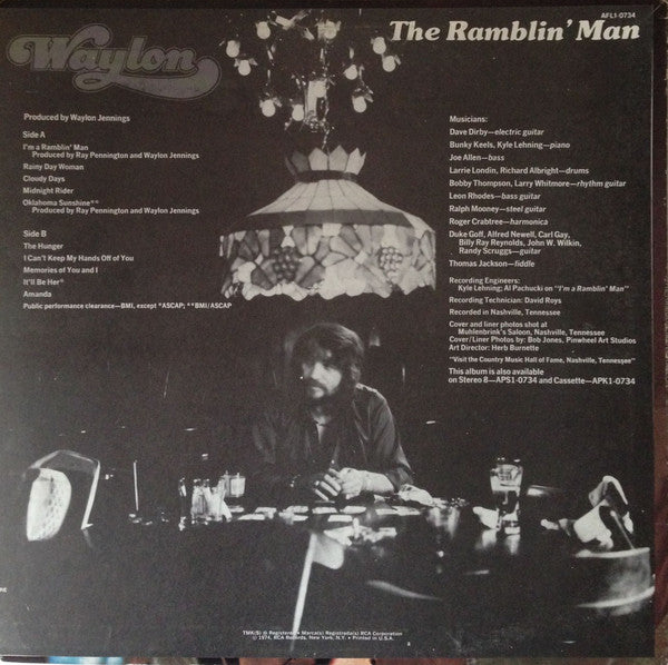 Waylon Jennings : Waylon The Ramblin' Man (LP, Album, RE)