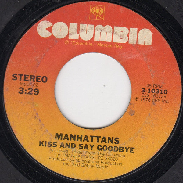 Manhattans : Kiss And Say Goodbye / Wonderful World Of Love (7", Styrene, Ter)