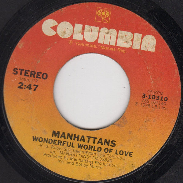 Manhattans : Kiss And Say Goodbye / Wonderful World Of Love (7", Styrene, Ter)