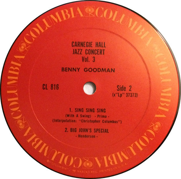 Benny Goodman : The Famous 1938 Carnegie Hall Jazz Concert Vol.3 (LP, Mono, RE, Ter)