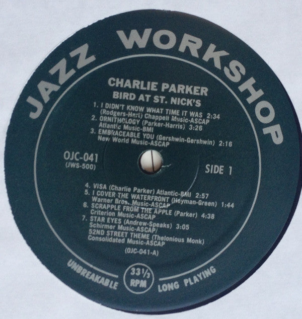 Charlie Parker : Bird At St. Nick's (LP, Album, RE)