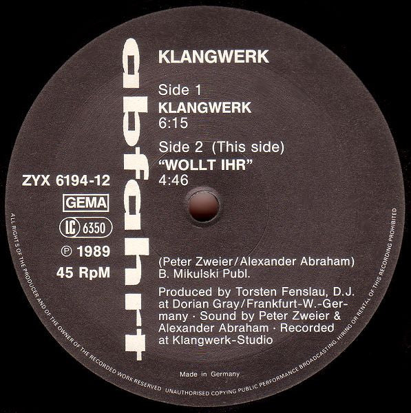 Klangwerk : Warte Bis Es Dunkel Ist ... (12")