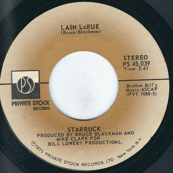 Starbuck (2) : Moonlight Feels Right / Lash LaRue (7", Single, Styrene, PRC)