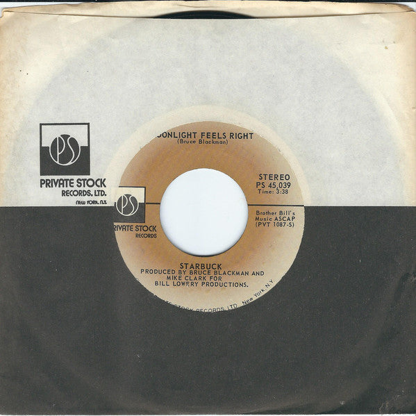 Starbuck (2) : Moonlight Feels Right / Lash LaRue (7", Single, Styrene, PRC)