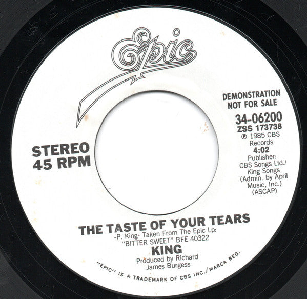 King : The Taste Of Your Tears (7", Single, Promo)