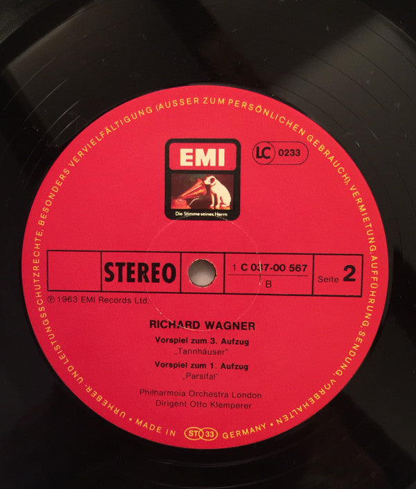 Richard Wagner, Otto Klemperer, Philharmonia Orchestra : Einzug Der Götter In Walhall - Walkürenritt - Waldweben - Siegfrieds Rheinfahrt - Ouvertüren Zu Tannhäuser Und Parsifal (LP, Album)
