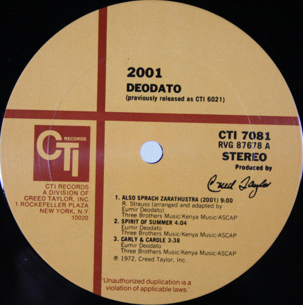 Deodato* : 2001 (LP, Album, RE, Emb)