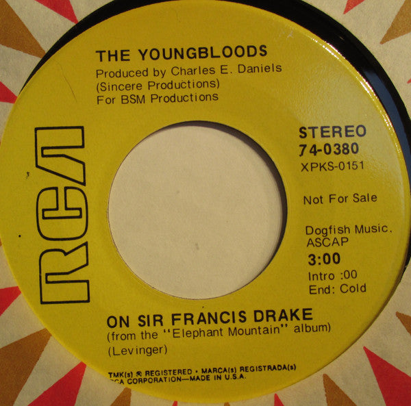 The Youngbloods : Darkness, Darkness / On Sir Frances Drake (7", Promo, RE)