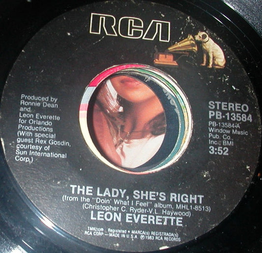 Leon Everette : The Lady, She's Right / Knocking On Her Door (7", Single)