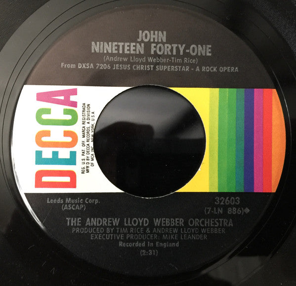 Murray Head With The Trinidad Singers / The Andrew Lloyd Webber Orchestra : Superstar / John Nineteen Forty-One (7", Single, Pin)