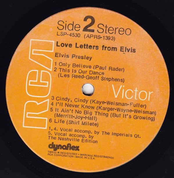 Elvis* : Love Letters From Elvis (LP, Album, Ora)