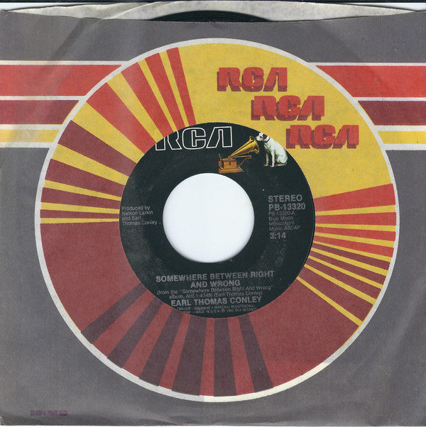 Earl Thomas Conley : Somewhere Between Right And Wrong (7", Single, Styrene)