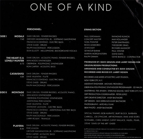 Dave Grusin : One Of A Kind (LP, Album)
